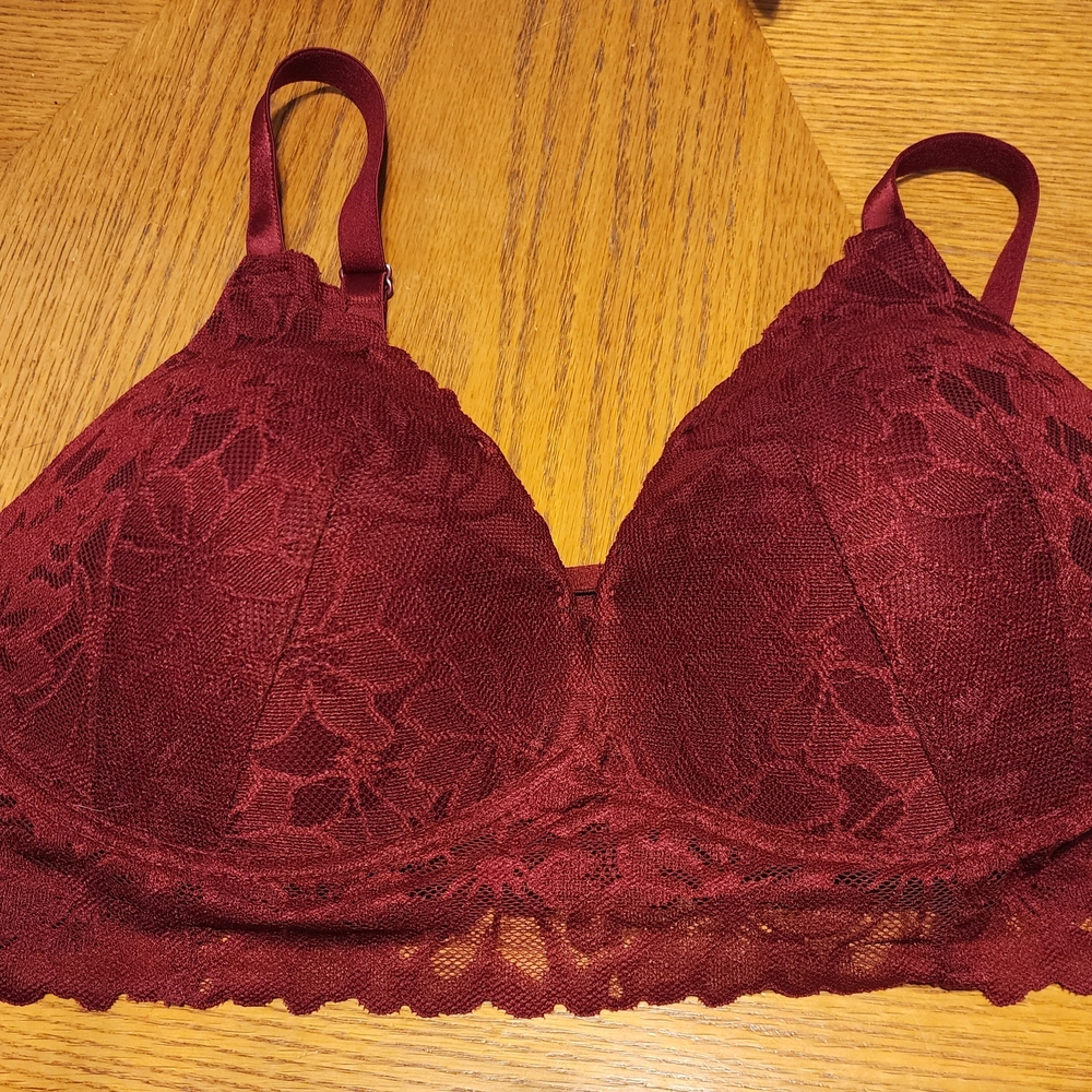 Elegant Lace Burgundy Bra